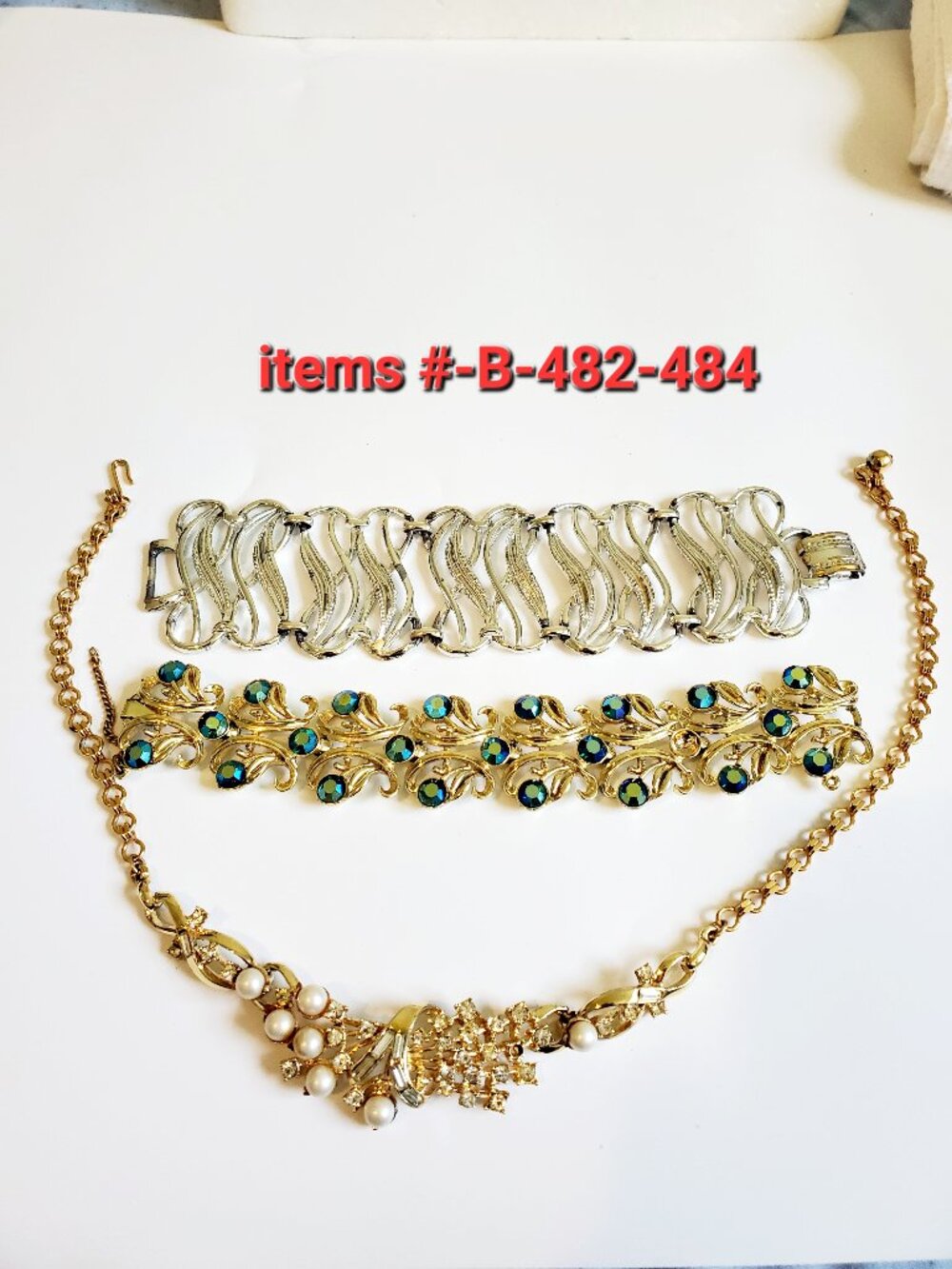 2 Bracelets & 1 Necklace, items # B-482-484, . wt. 145 grams.